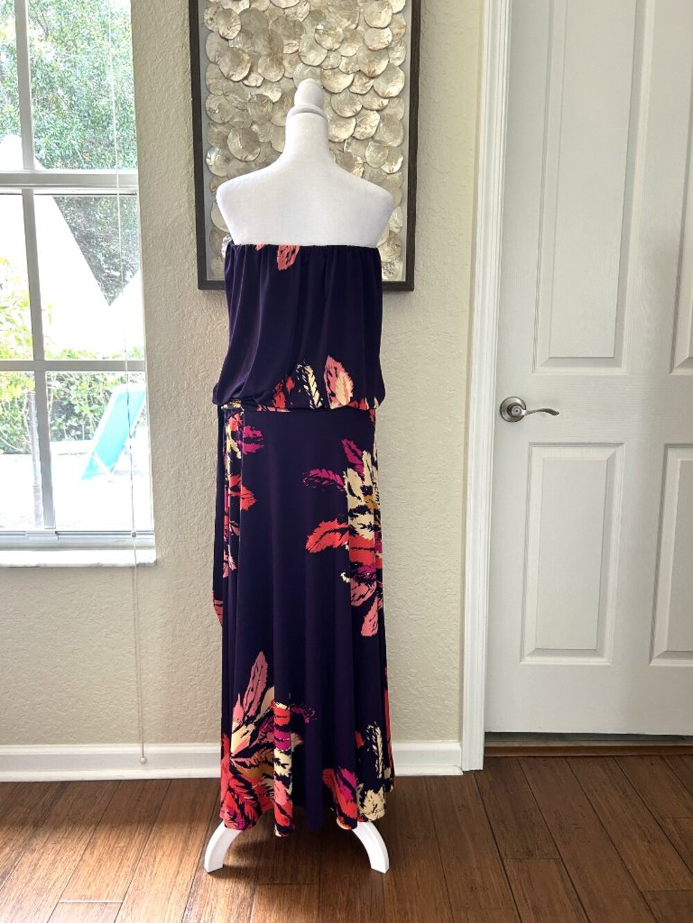 Veronica M Drop Waist Wine Maxi Dress View 4